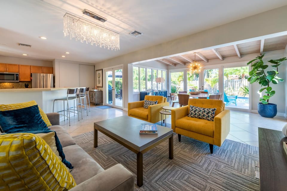 Well appointed living room with Queen pull-out sofa and smart TV