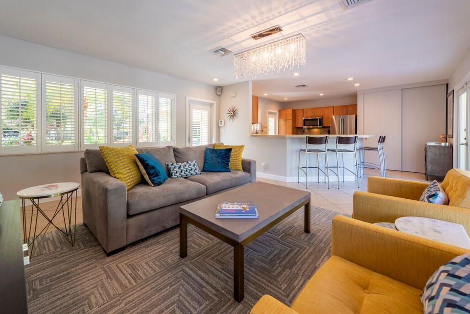 Well appointed living room with Queen pull-out sofa and smart TV