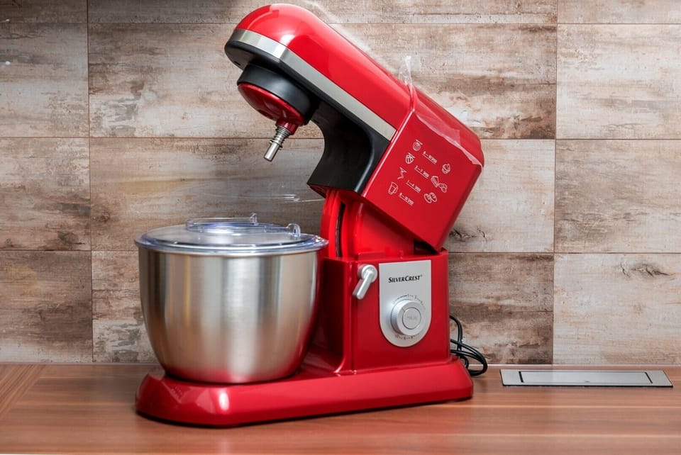 Modern freestanding mixer of the Silvercrest brand in the kitchen of the luxury villa in Omiš