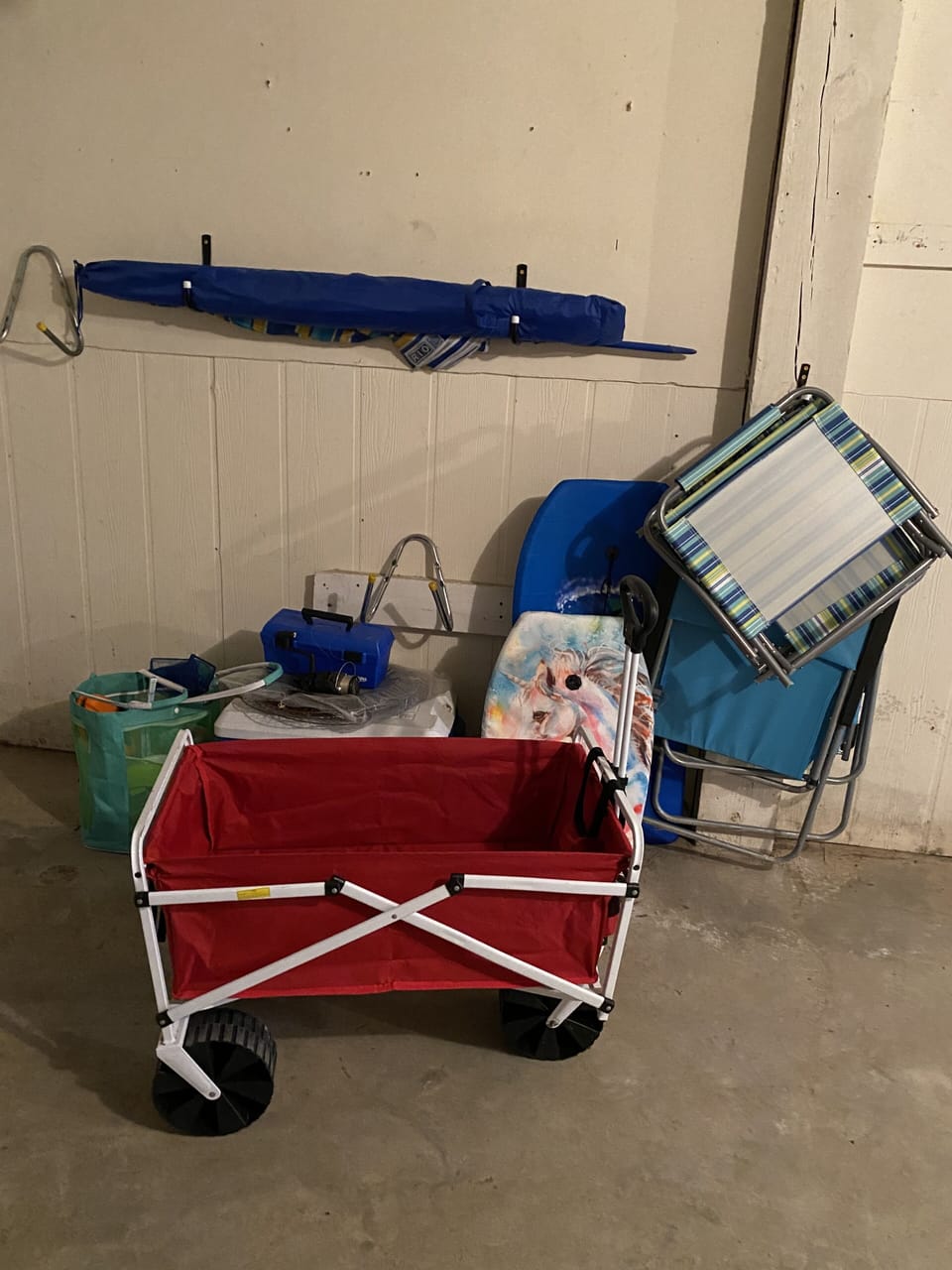 Use our beach cart, chairs, cooler, boogie boards, umbrellas, and beach toys.