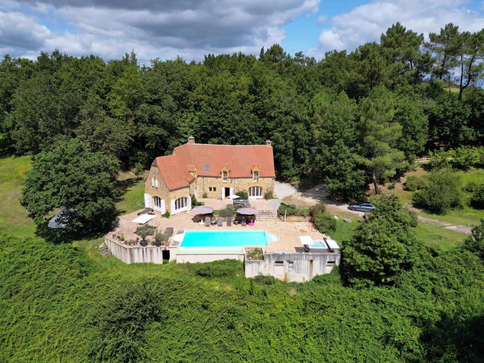 Aerial view of the property.