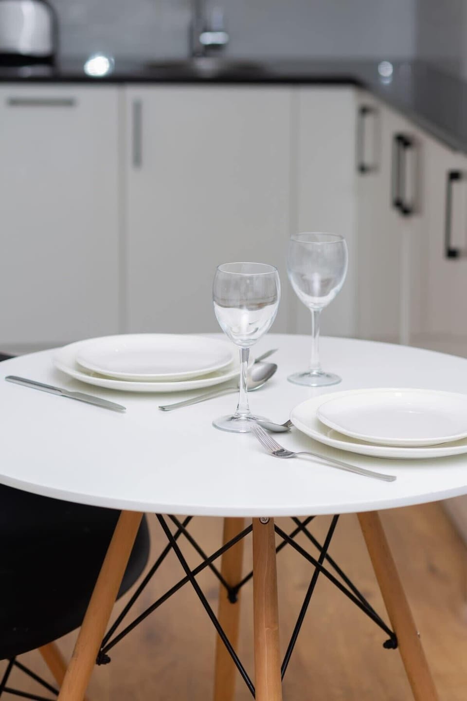 Dining table in the living room. 