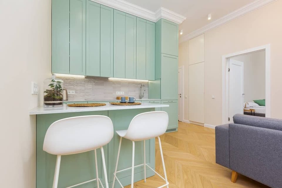 Kitchenette with dining table. 