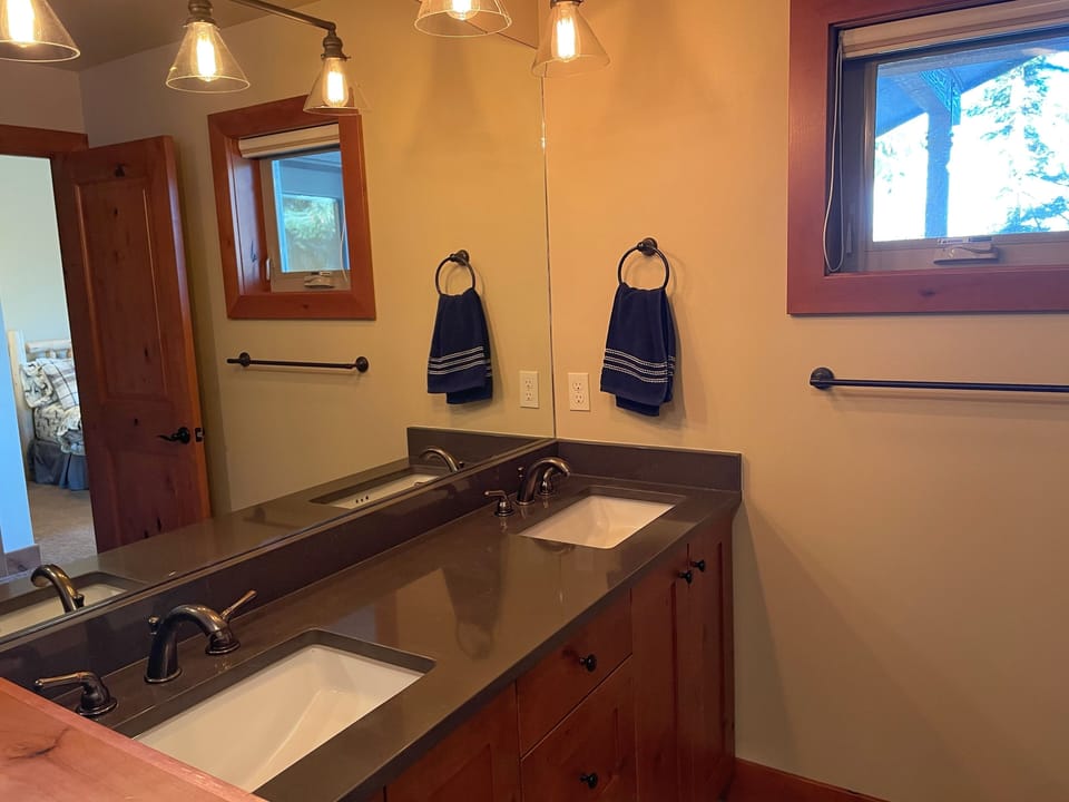 Spacious master bath with rain shower head