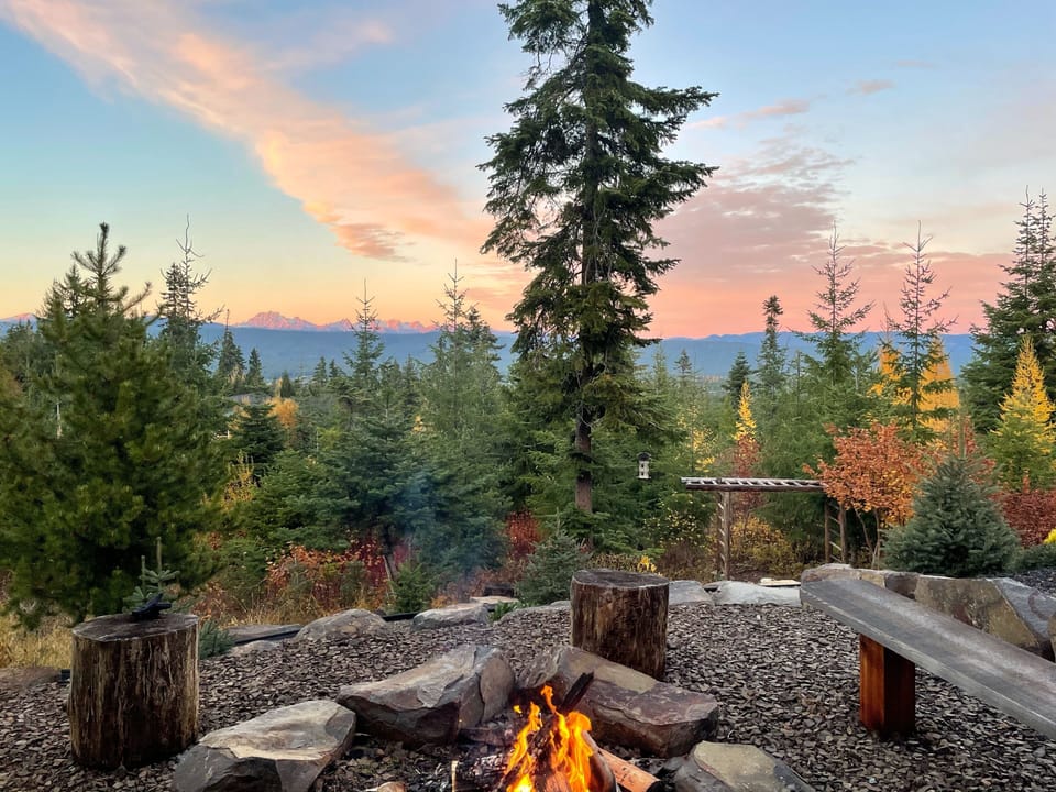 Stunning views with wood-burning fire pit