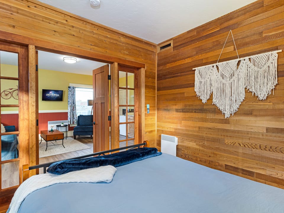 View from bedroom into sitting area