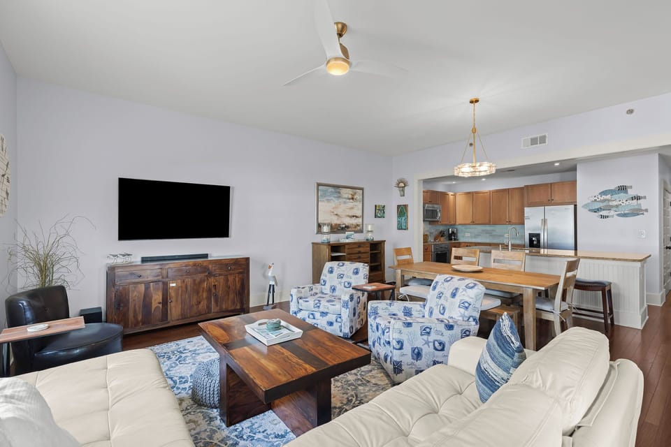 Family room opening to back corner private balcony 