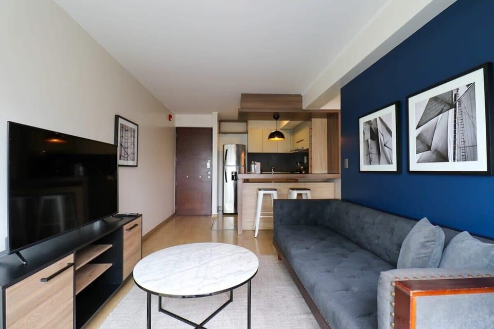 Living room with smart tv