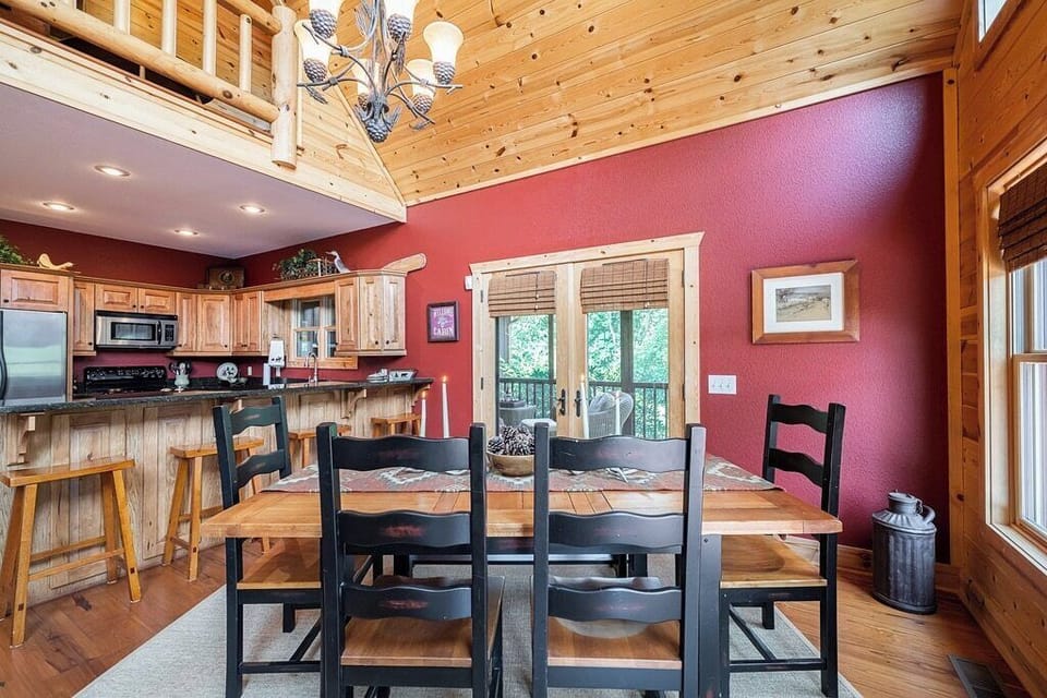 Dining Room Table seats six and bar seats four