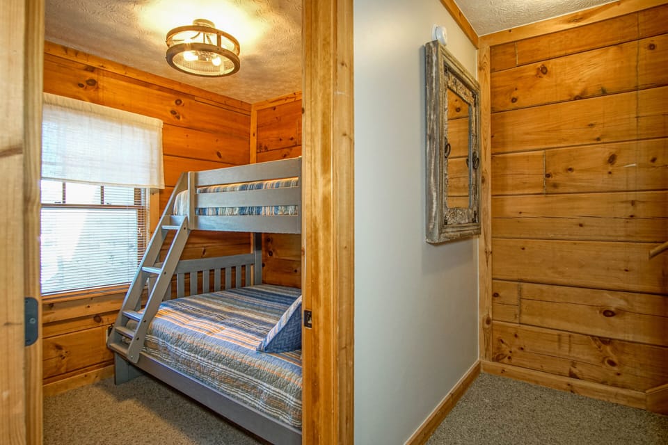 This bedroom is located on the 2nd floor and has a pyramid in the room.