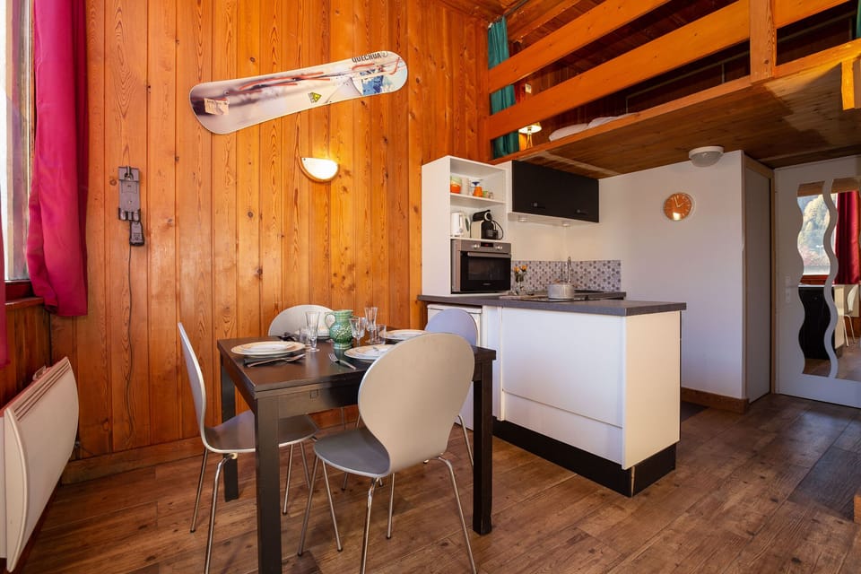 Open kitchen and dining area