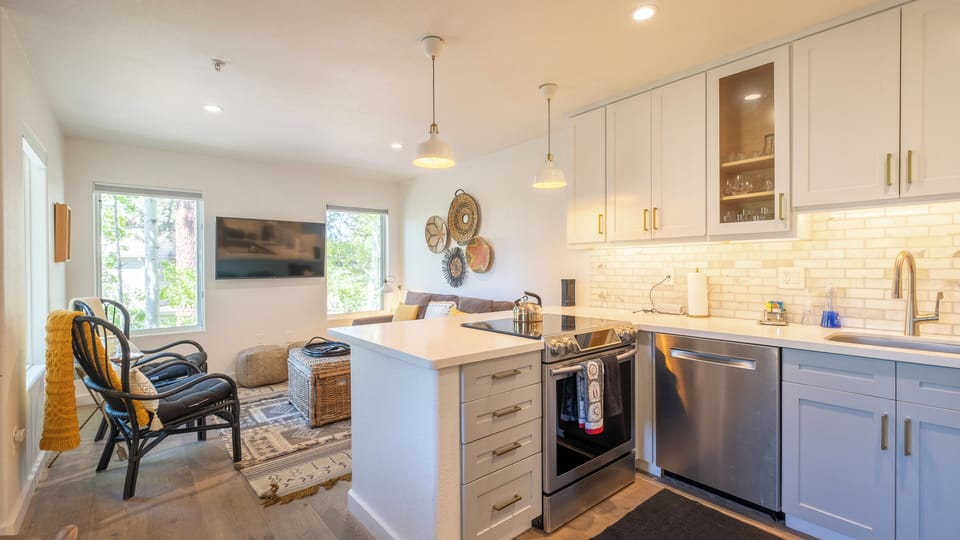 Kitchen and TV area:  Sweetbriar Garden Suite
