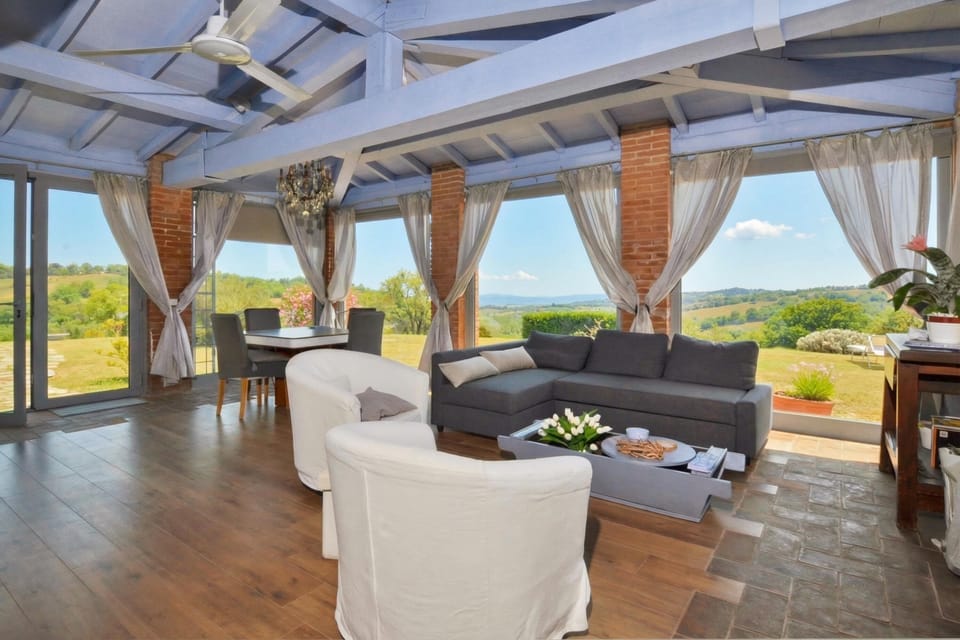 Family Villa, Multiple Bedrooms, Mountainside (Villa Borgiano) | Living area | 21-inch flat-screen TV with digital channels, TV, fireplace