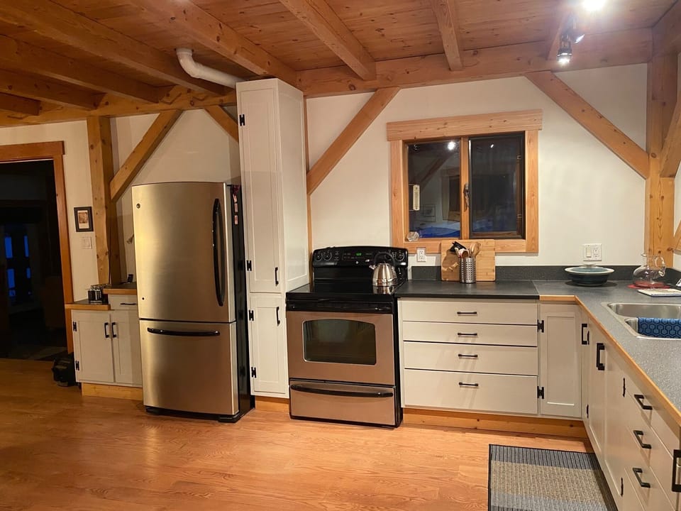 Kitchen with stainless steel appliances