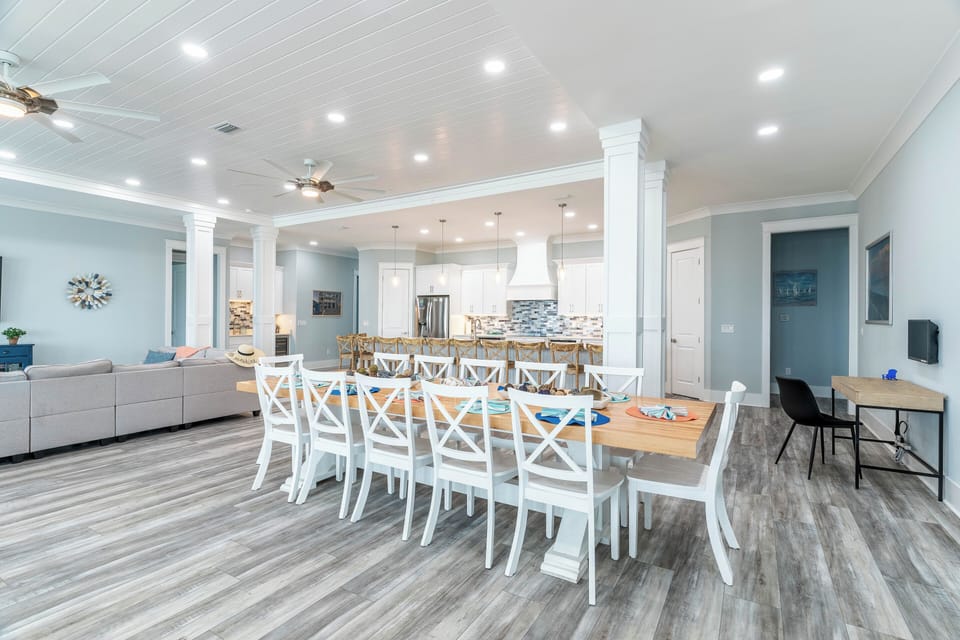 Large dining room table which seats 12