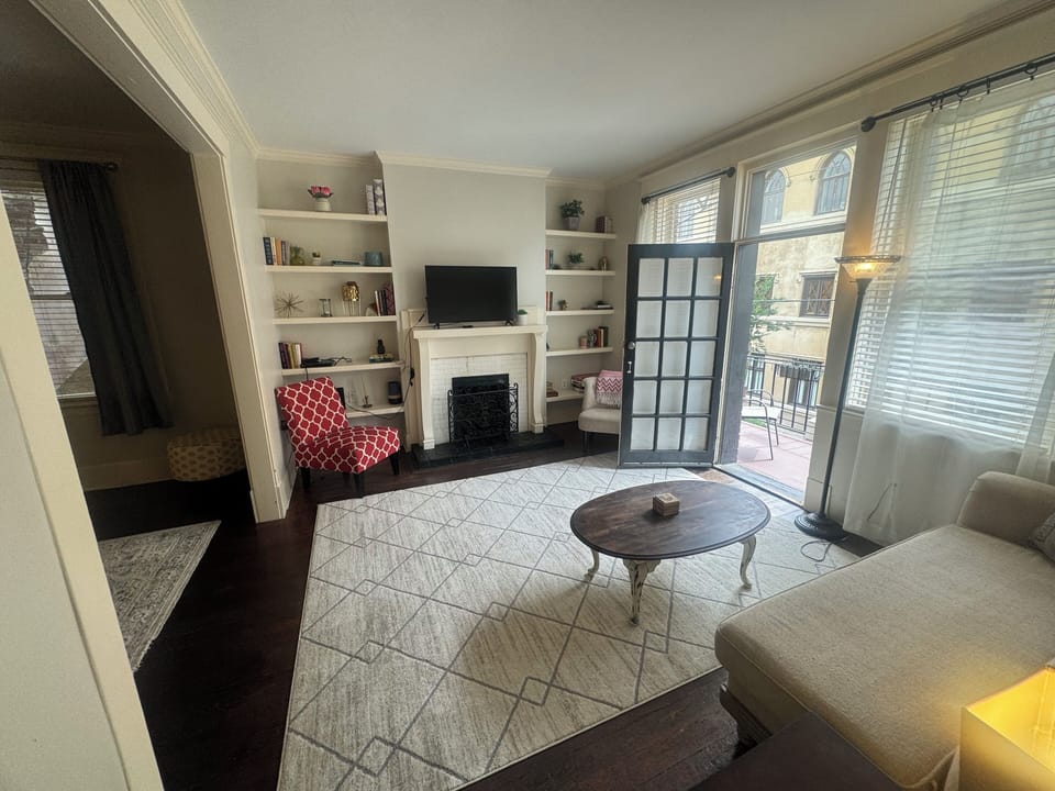 Living room with smart tv.