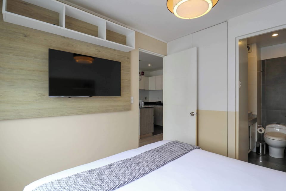 Comfortable bed with TV