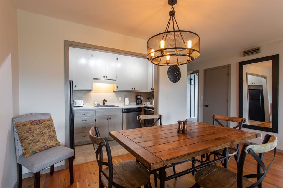 Dining area looking into kitchen