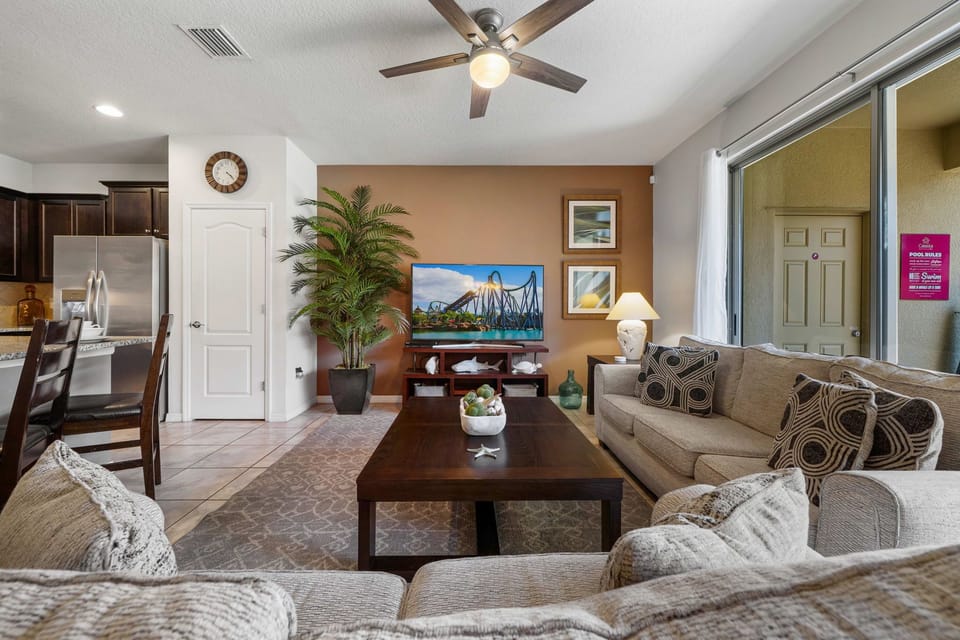 Kick back and stream your favorites in this cozy living room with a smart TV
