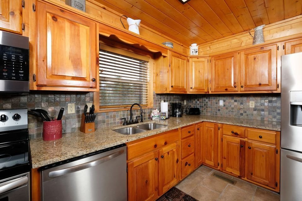 Plenty of counter space here and stainless steel appliances.
