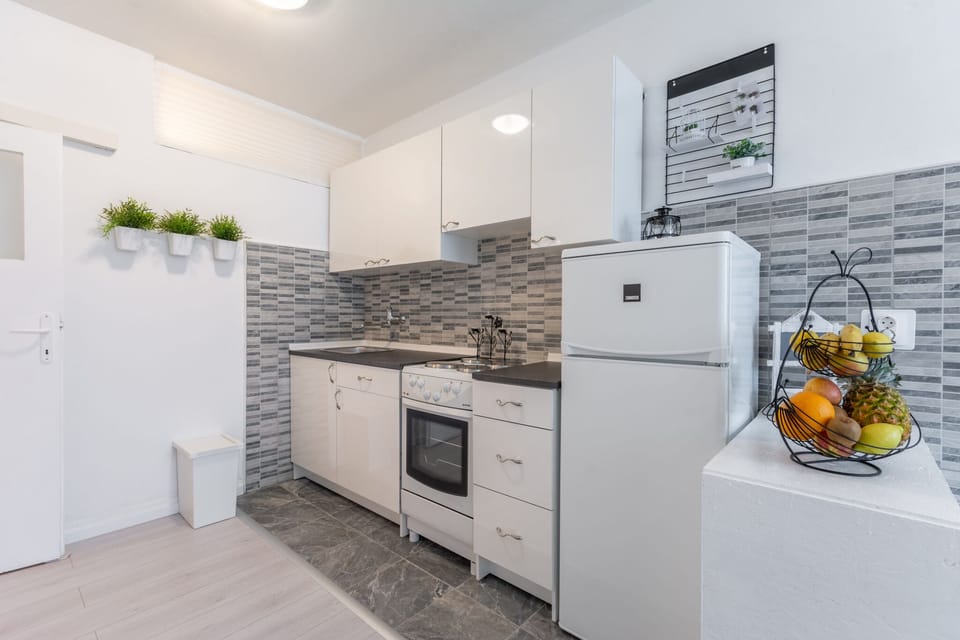 Apartment (Two Bedroom Apartment with Balcony) | Private kitchen | Fridge, stovetop, coffee/tea maker, electric kettle