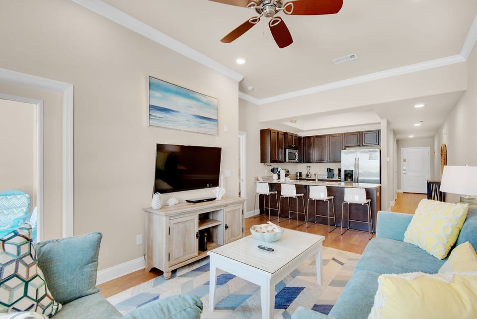 Enjoy a movie on the flat screen TV