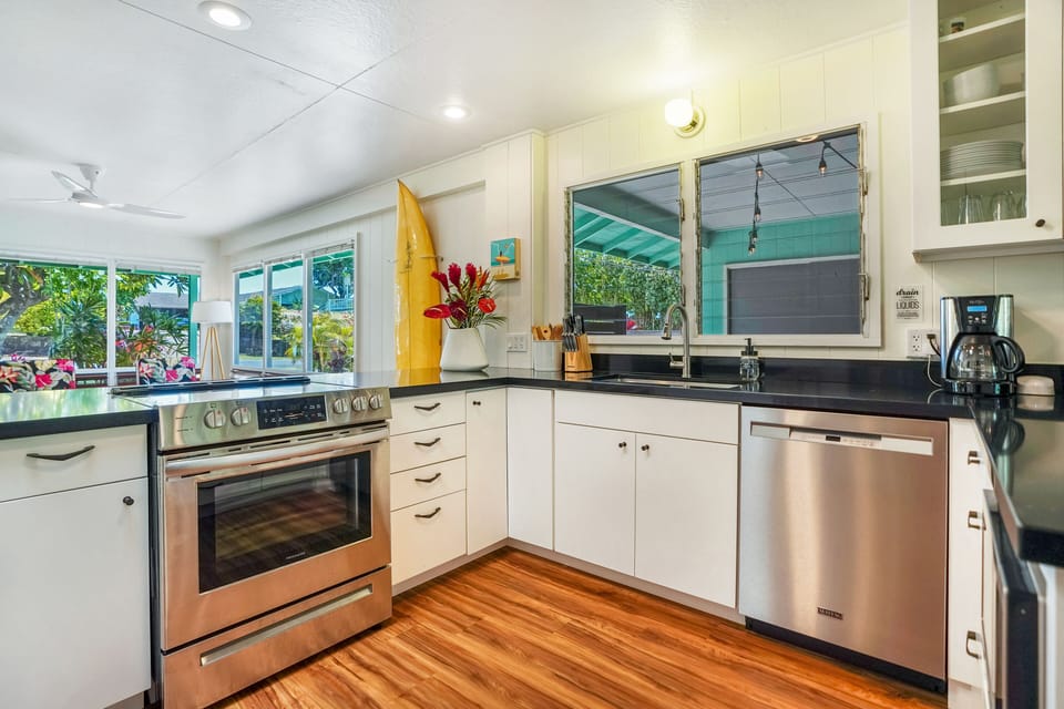 Fully stocked kitchen with thoughtful amenities