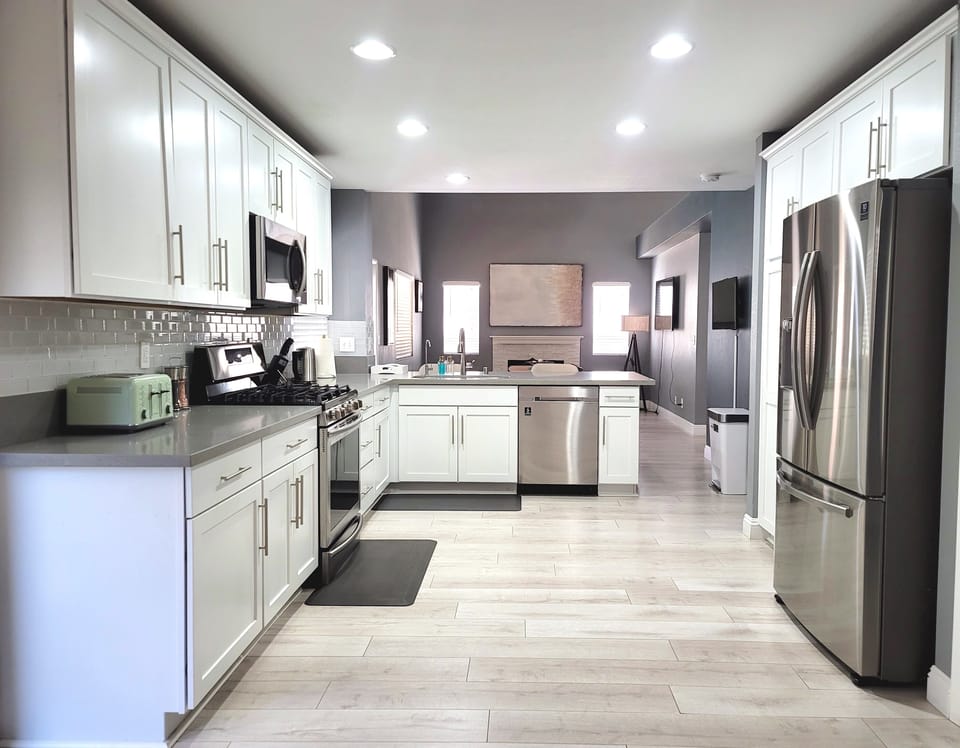 Spacious kitchen with sparkling appliances