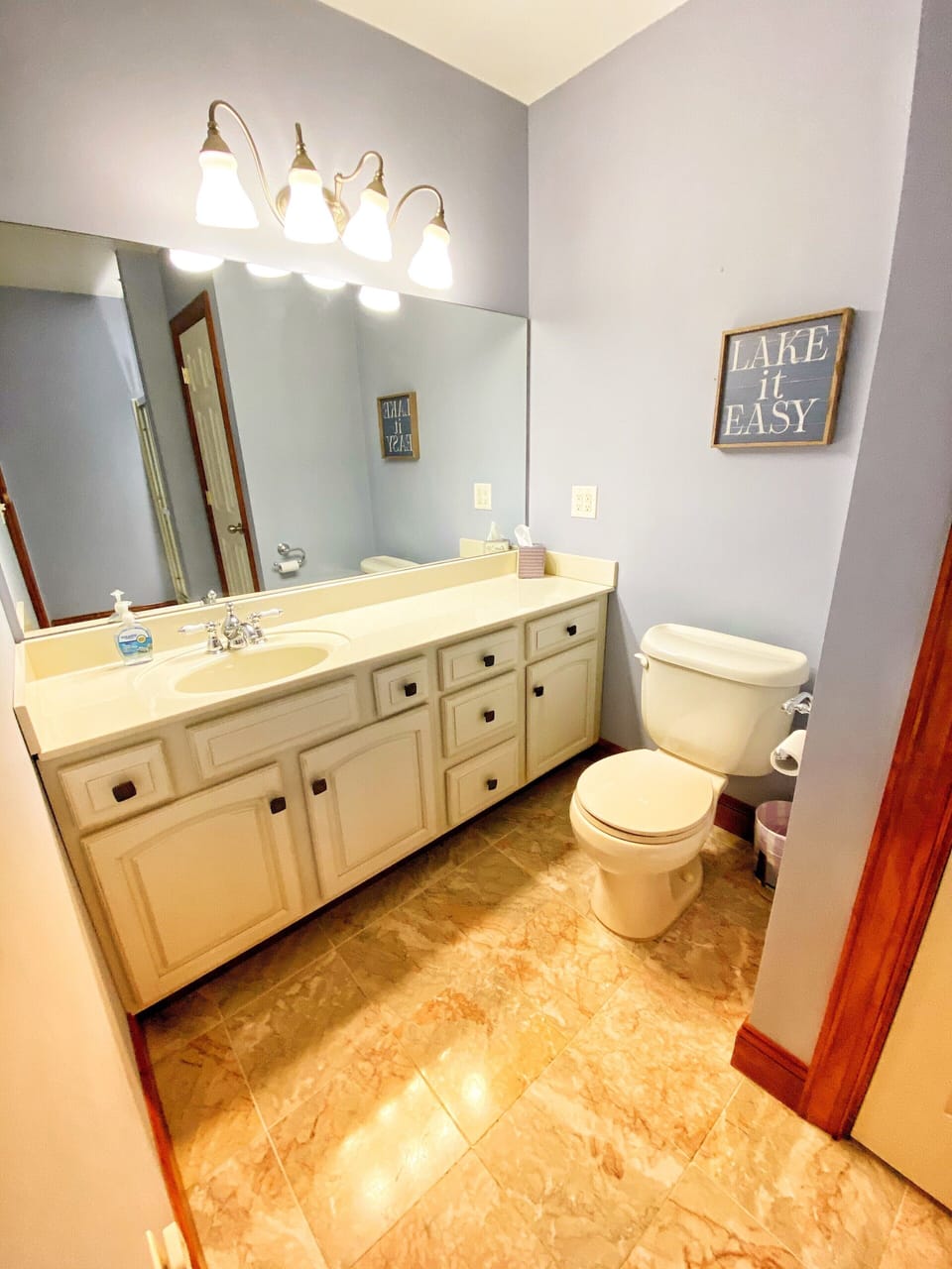 Lower-level full bathroom 3 with shower. Towels provided. Hair dryer. 