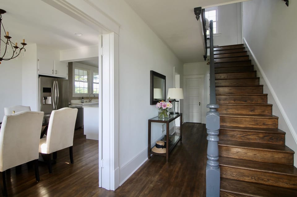 Rich character, high ceilings, original oak floors, wooden doors, glass knobs. 