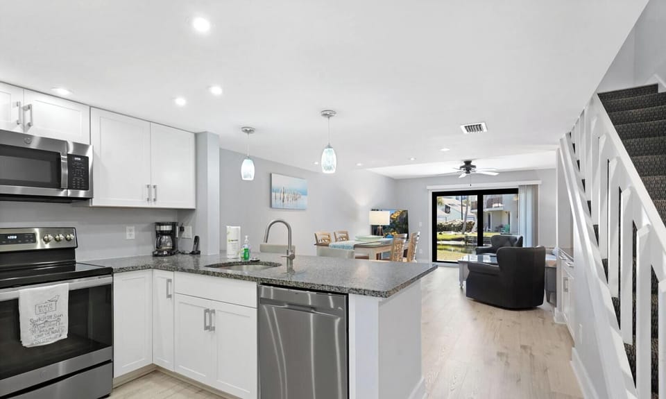 Kitchen looking into living area