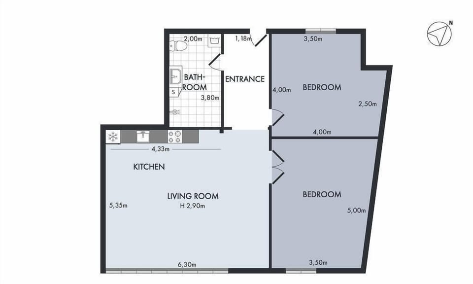Apartment, 2 Bedrooms, Terrace, City View | Floor plan