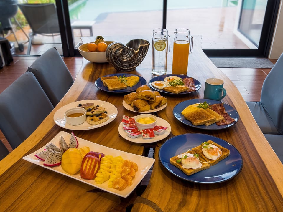 Breakfast prepared by villa chef