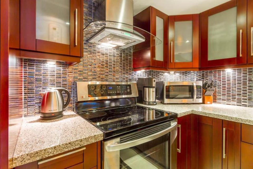 Full kitchen is well stocked for your basic cooking.