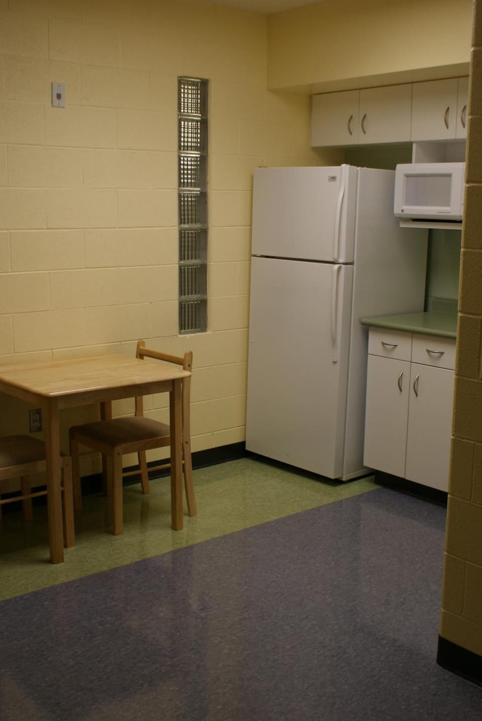 Full-size fridge, microwave