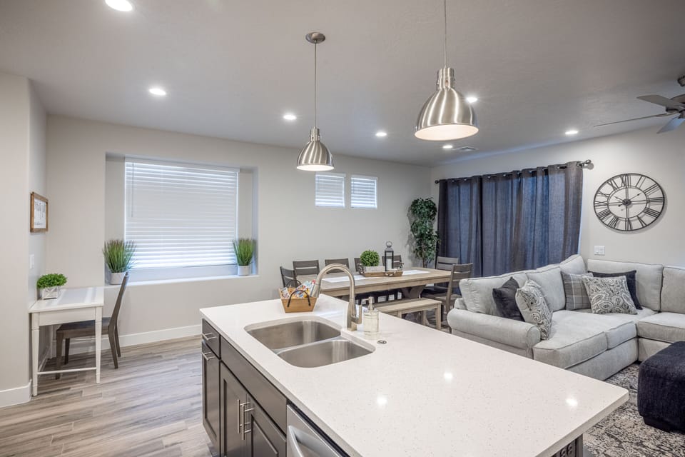 Kitchen View - With an open and spacious floor plan, the Dining Room and Kitchen can accommodate meal preparations for groups large or small.