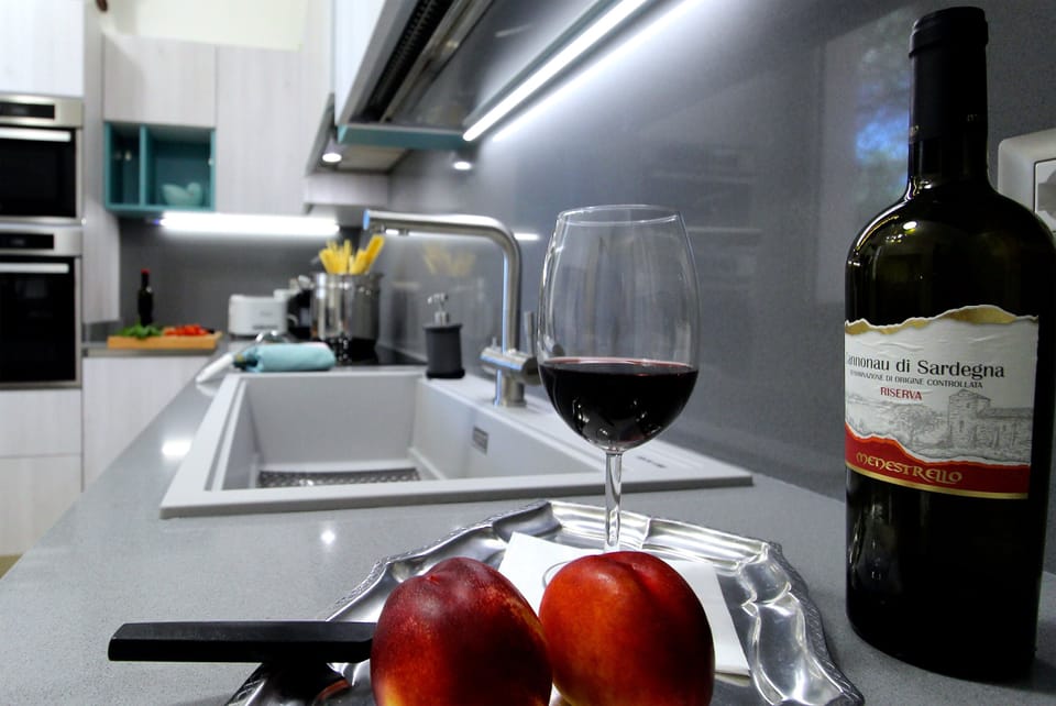 Full-size fridge, oven, stovetop, dishwasher