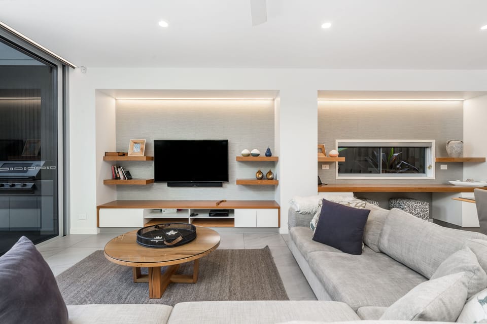 House | Living area | 65-inch LED TV with digital channels, TV, video-game console