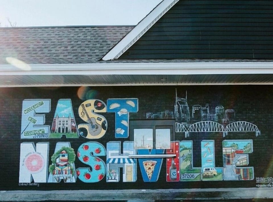 Beautiful mural just next door to our apartment at The donut distillery 