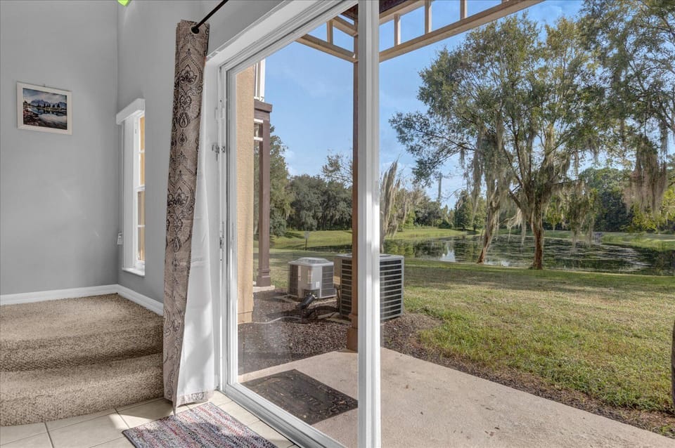 Pond view from the living room glass sliding door