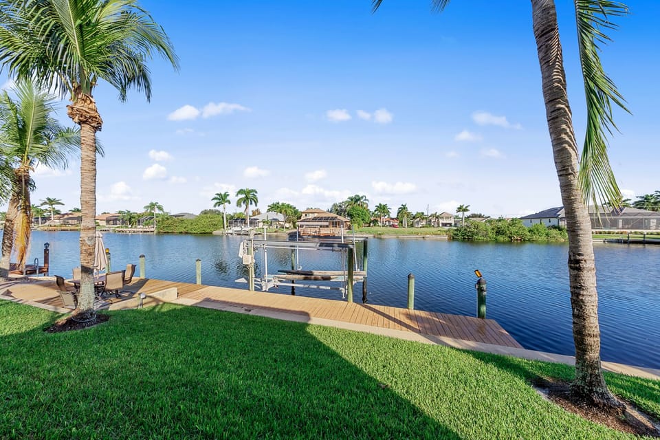 Dock on wide gulf access canal