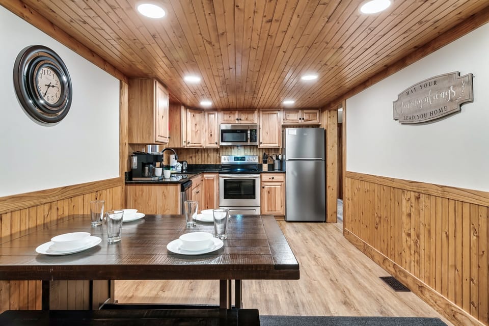 Your dining area is located right next to the kitchen.