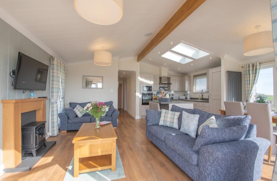 Cabin | Living area | 30-inch TV with digital channels, fireplace