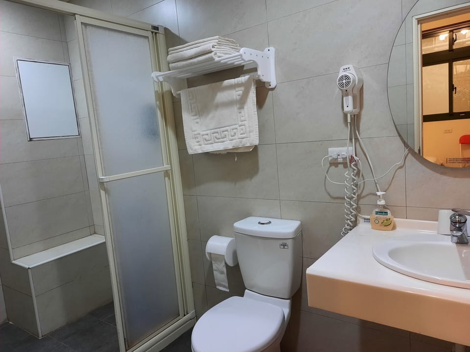 Shower, rainfall showerhead, hair dryer, bidet