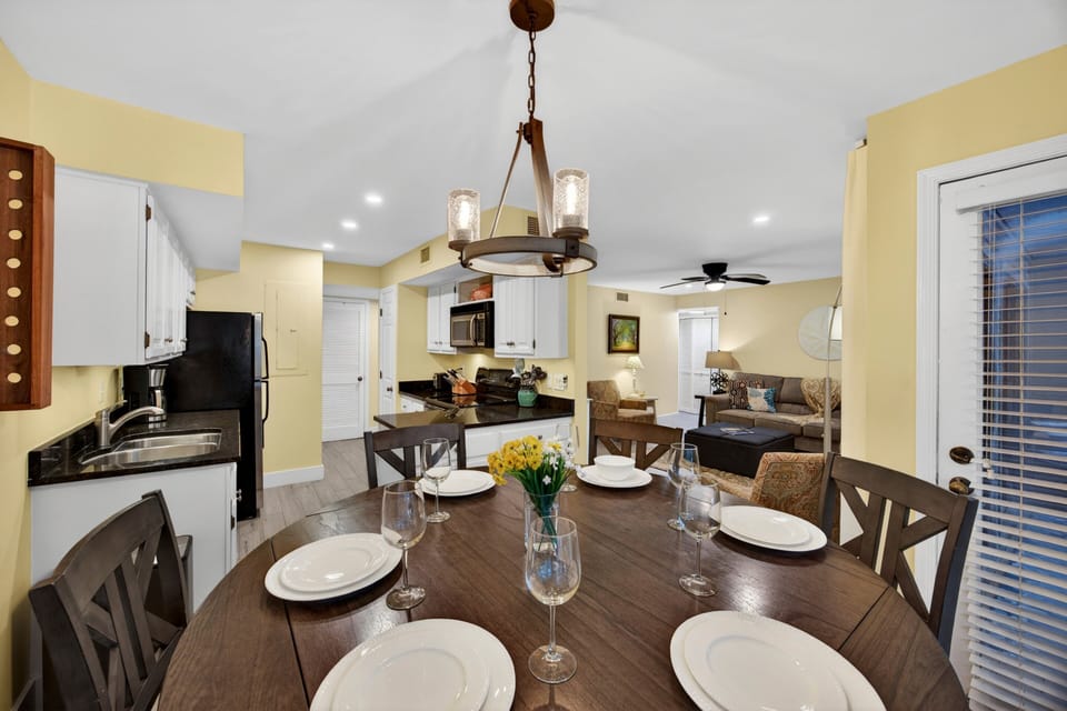 Dining table and kitchen