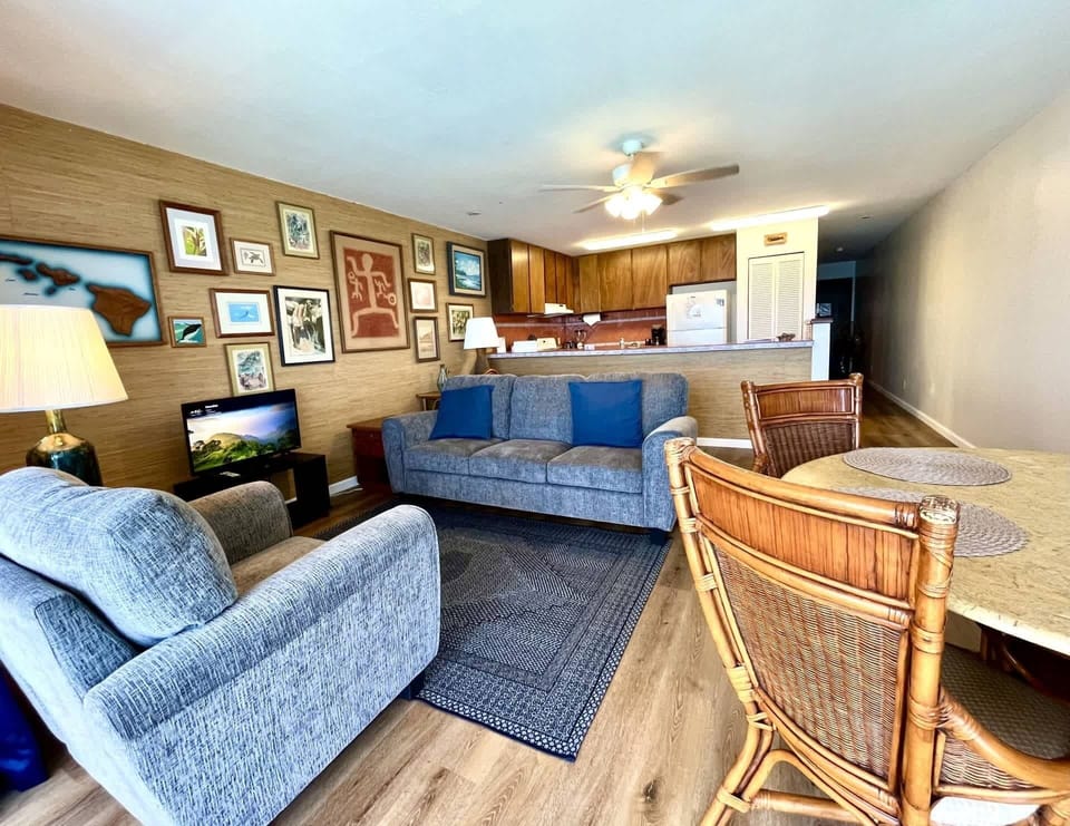 Condo, 1 King Bed, Balcony, Ocean View (Sea Village #1303) | Living area | 35-inch flat-screen TV with digital channels
