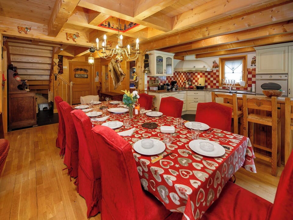 Furniture, Interior Design, Wood, Ceiling, Table, Room, Lighting, Home, Cottage, Chair