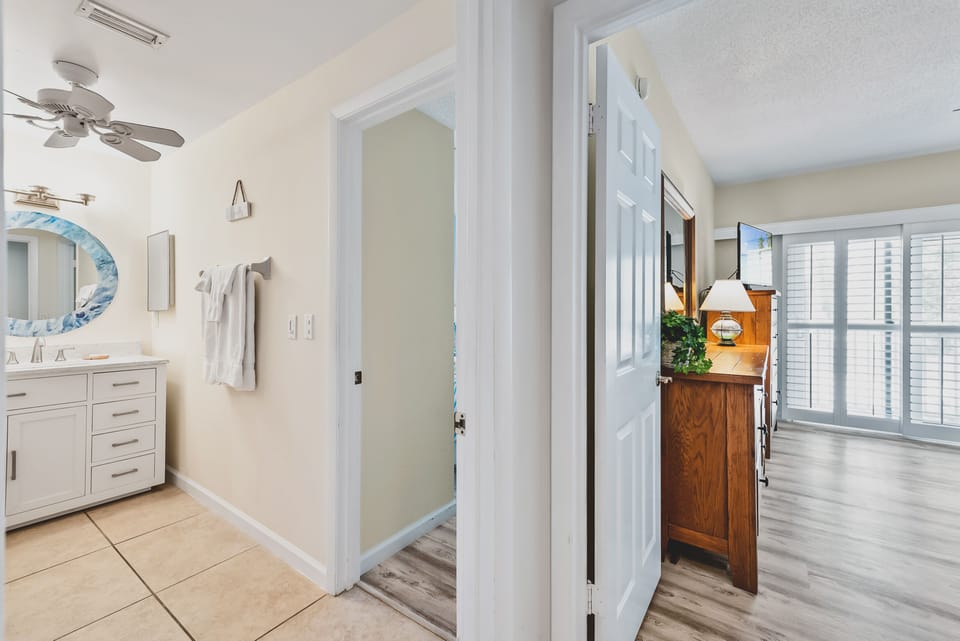 Both bedrooms are just down the hallway from the living area