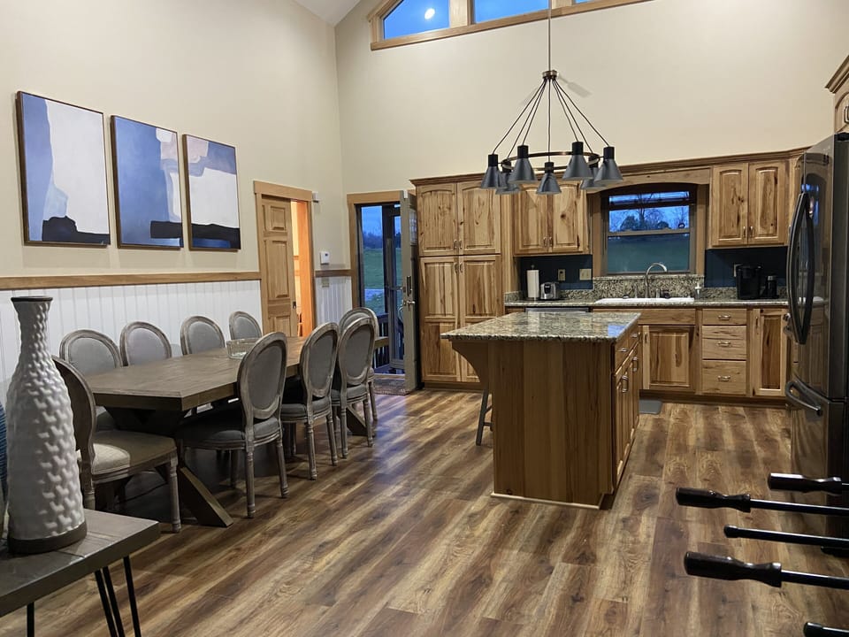 Kitchen with granite counters and custom cabinets