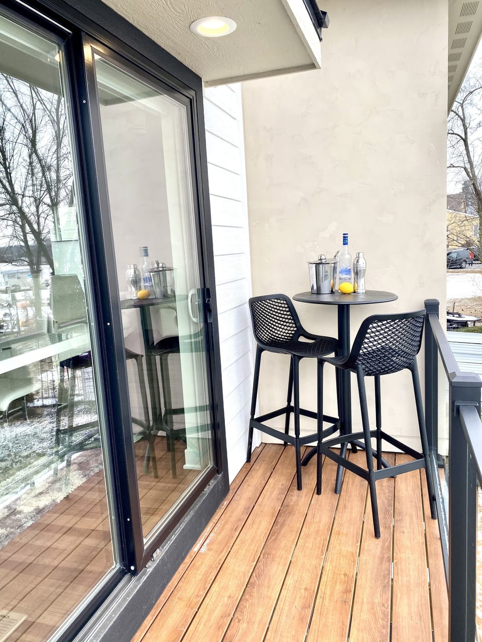 Balcony overlooking lake